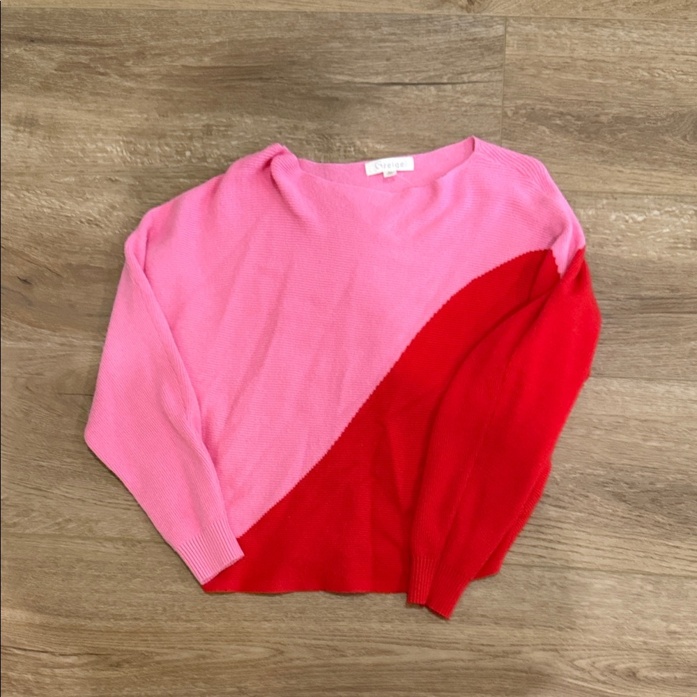 Forever 21 Pink and Red Crew Neck Sweater